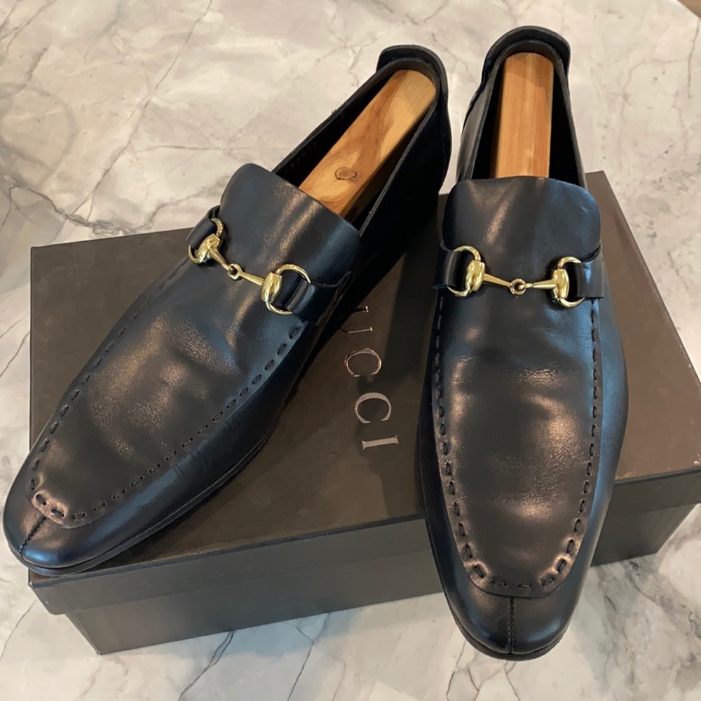 Authentic Gucci Moca.PelleS.Cuoio black shoes SZ8